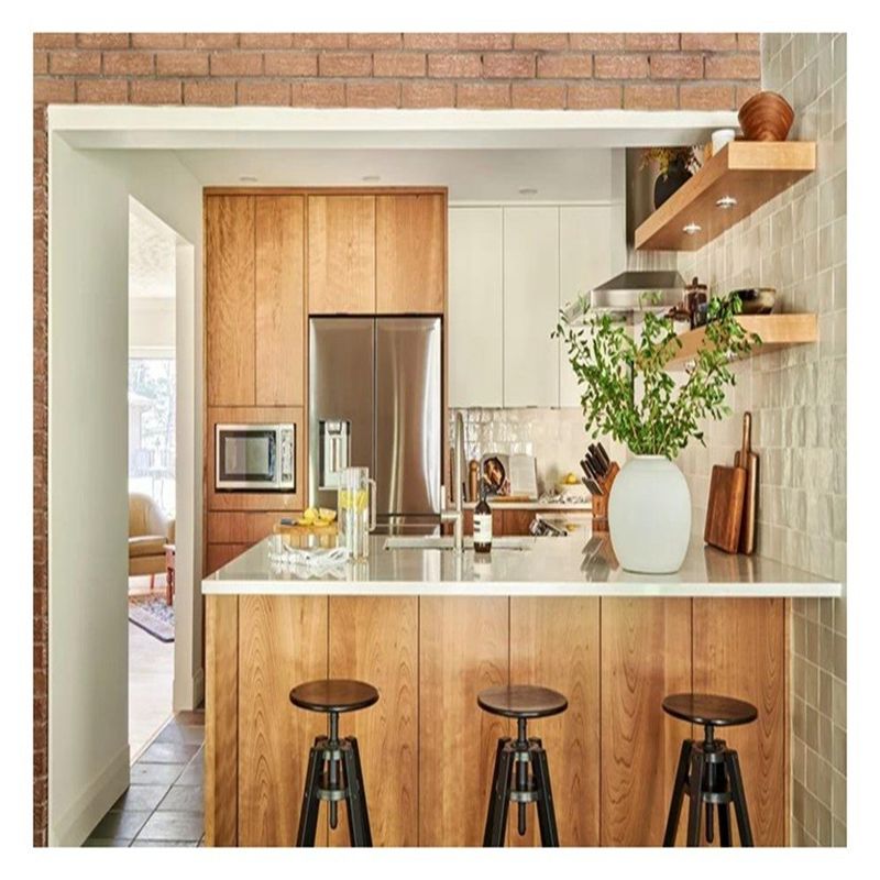 Moderne style Design de panneau plat armoires de cuisine placage placage de chêne pour votre maison moderne