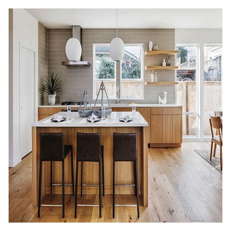 Moderne style Design de panneau plat armoires de cuisine placage placage de chêne pour votre maison moderne