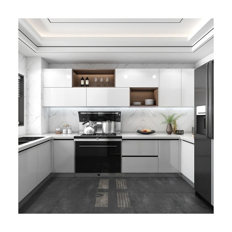 Armoire en forme de U de style moderne Laque peinture Armoire de cuisine avec avantage durable