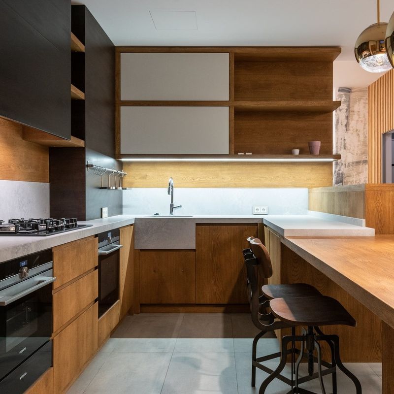 Armoire en forme de U de style moderne Laque peinture Armoire de cuisine avec avantage durable