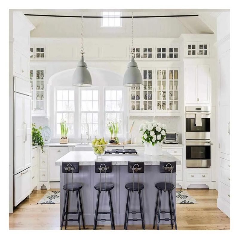 Vendre des armoires de cuisine modulaires en aluminium blanc avec un revêtement en verre avec une porte en MDF