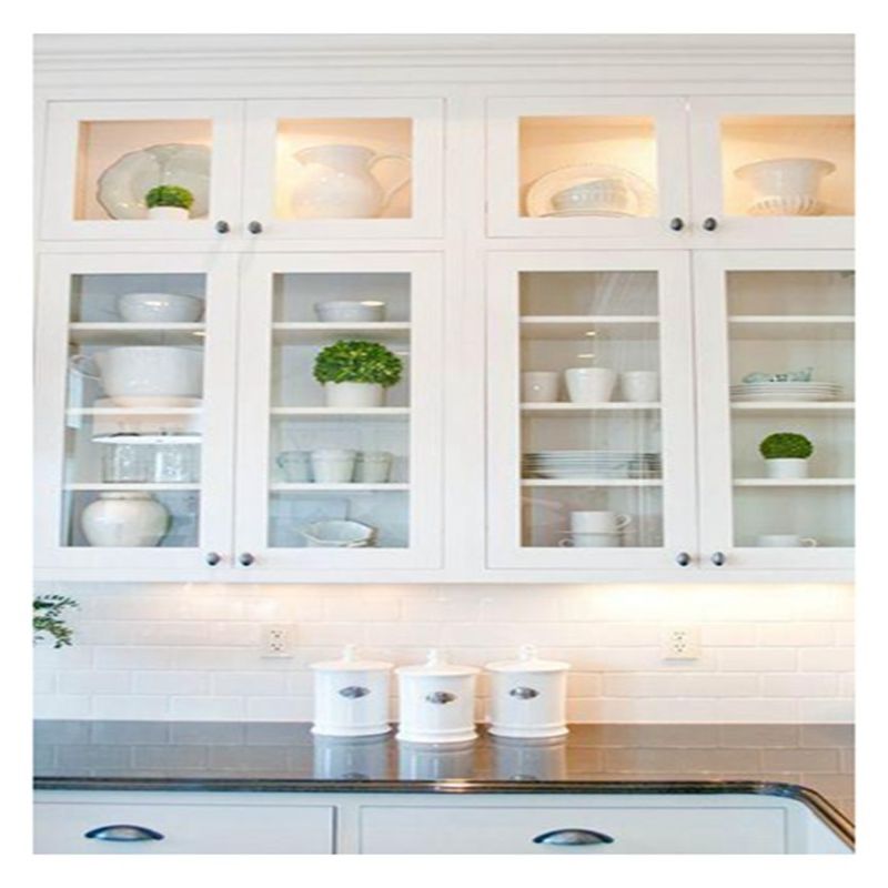 Vendre des armoires de cuisine modulaires en aluminium blanc avec un revêtement en verre avec une porte en MDF