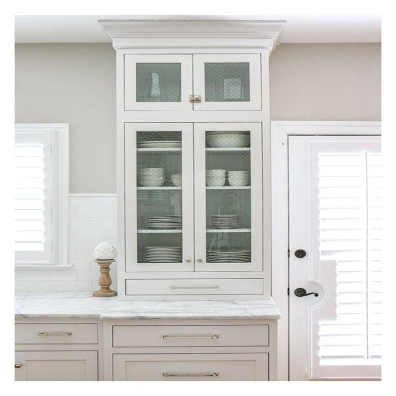 Vendre des armoires de cuisine modulaires en aluminium blanc avec un revêtement en verre avec une porte en MDF