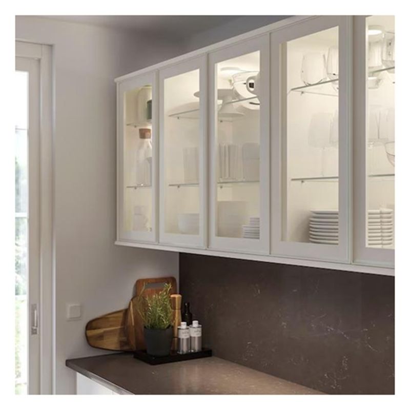 Vendre des armoires de cuisine modulaires en aluminium blanc avec un revêtement en verre avec une porte en MDF
