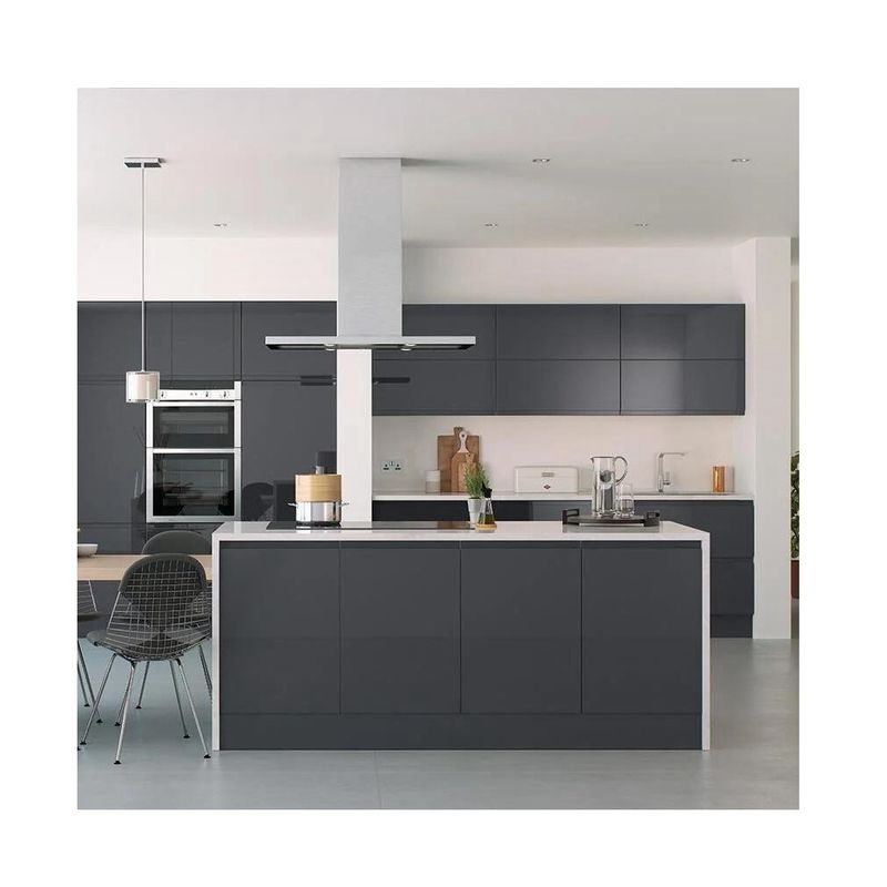 Armoires de cuisine en bois massif de luxe moderne avec conception ignifuge et matériau de porte HDF