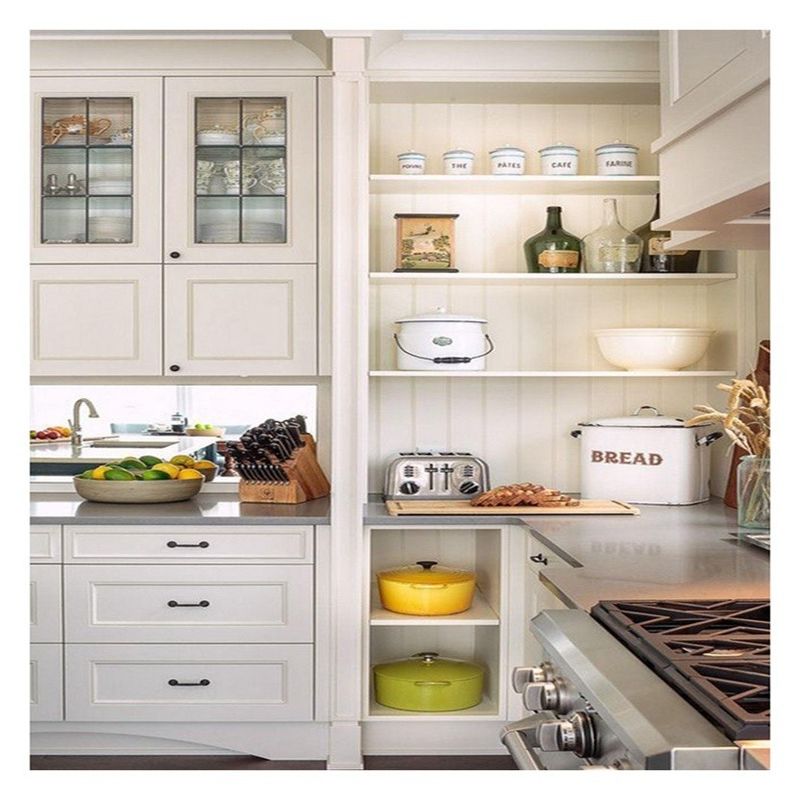 Armoires en verre en bois massif blanc moderne Solution économe en espace pour les petites cuisines