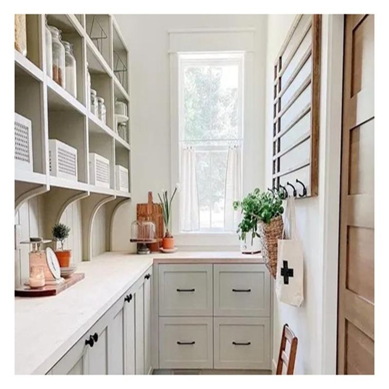 Armoires en verre en bois massif blanc moderne Solution économe en espace pour les petites cuisines