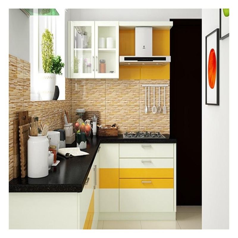 Armoires en verre en bois massif blanc moderne Solution économe en espace pour les petites cuisines