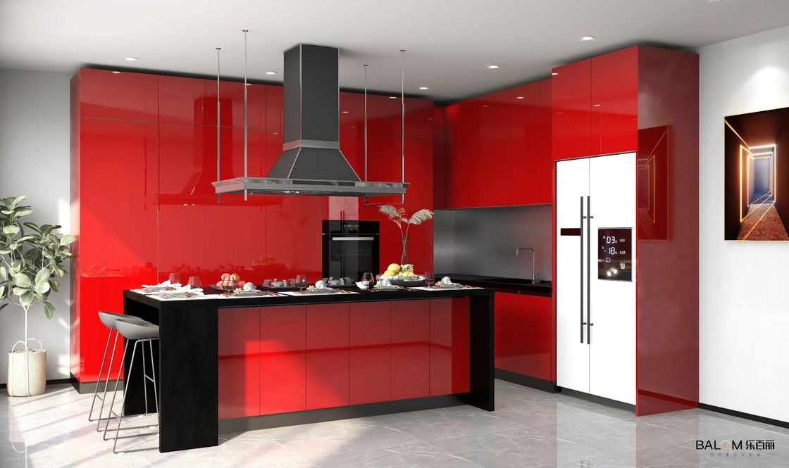 2024 Armoire de cuisine à l'épreuve du feu en bois massif moderne avec très ODM / OEM et panier de tiroir