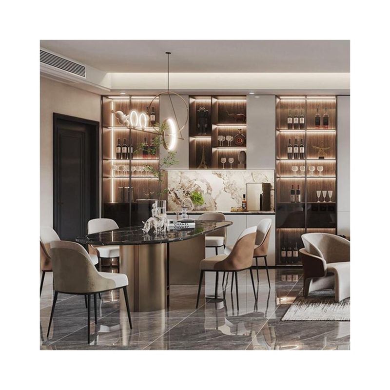 Armoire de cuisine de style européen avec porte en verre et étagère murale à l'épreuve du feu