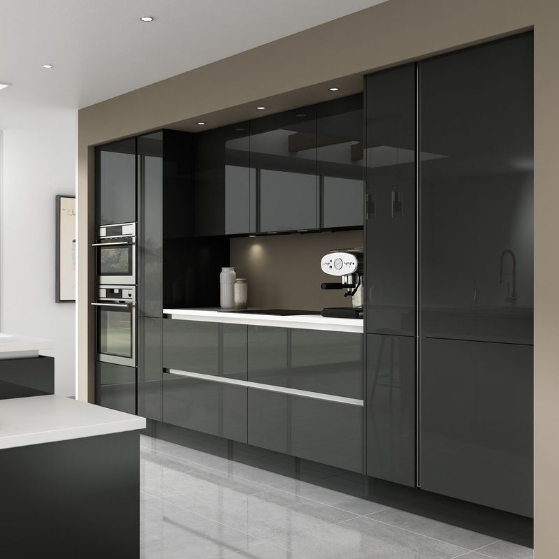 Armoire de cuisine en laque haute brillance avec style moderne personnalisé et panneau de porte acrylique