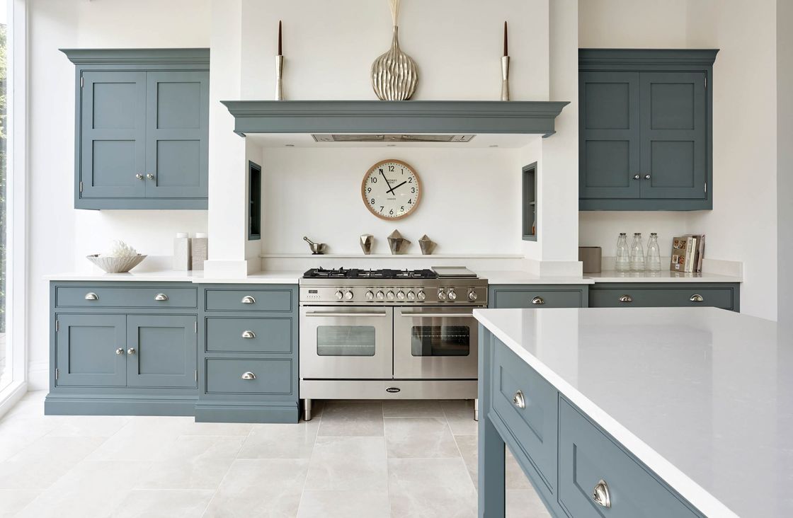 YALIG Shaker Blue Armoires de cuisine modulaires de couleur de placage personnalisée prêtes à être assemblées
