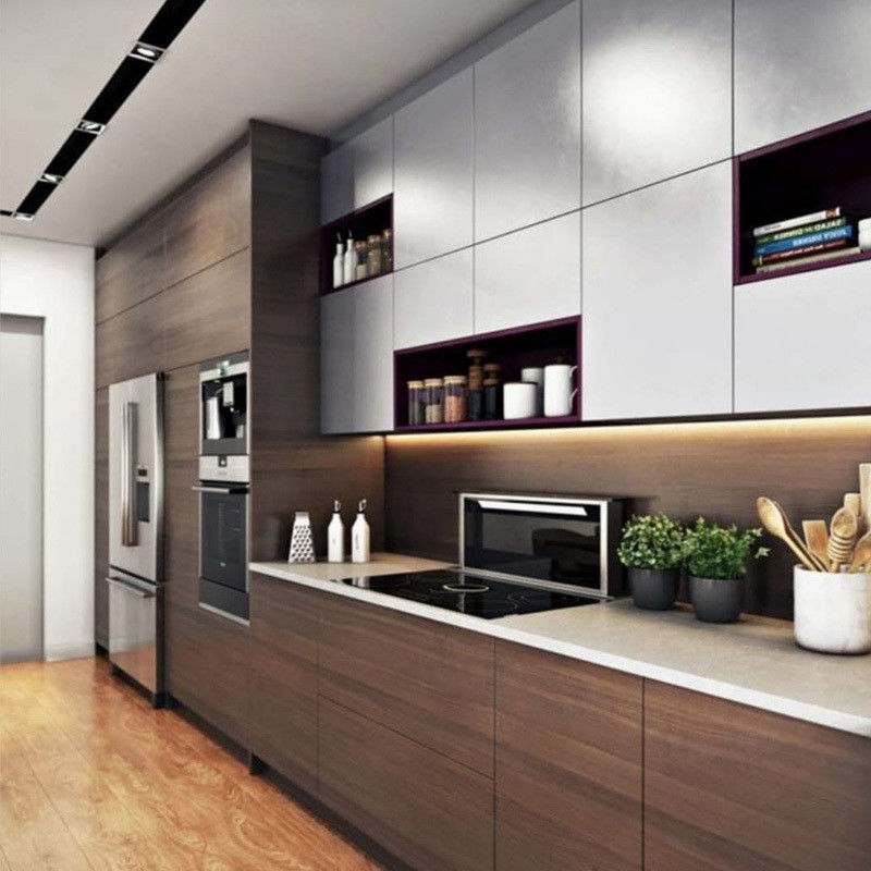 Armoires de cuisine en faisceau de couleur personnalisées étanches et durables pour les maisons de luxe modernes