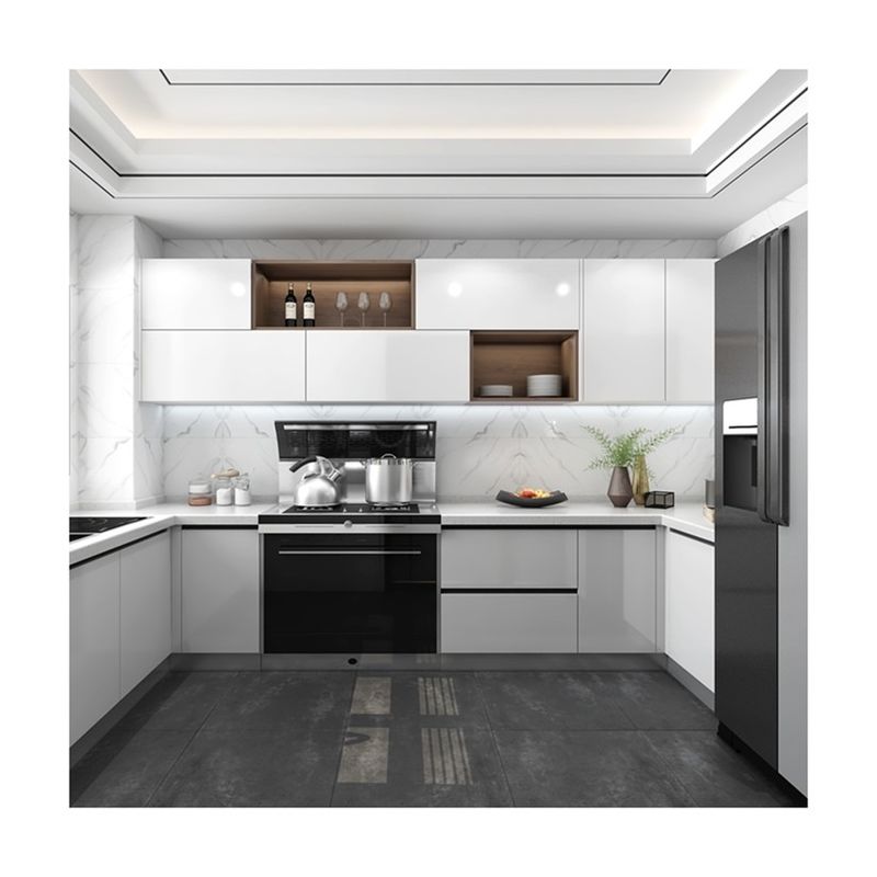 Complète tiroir à tirage au sort Pantry Armoire de cuisine blanche en MDF pour les meubles de cuisine