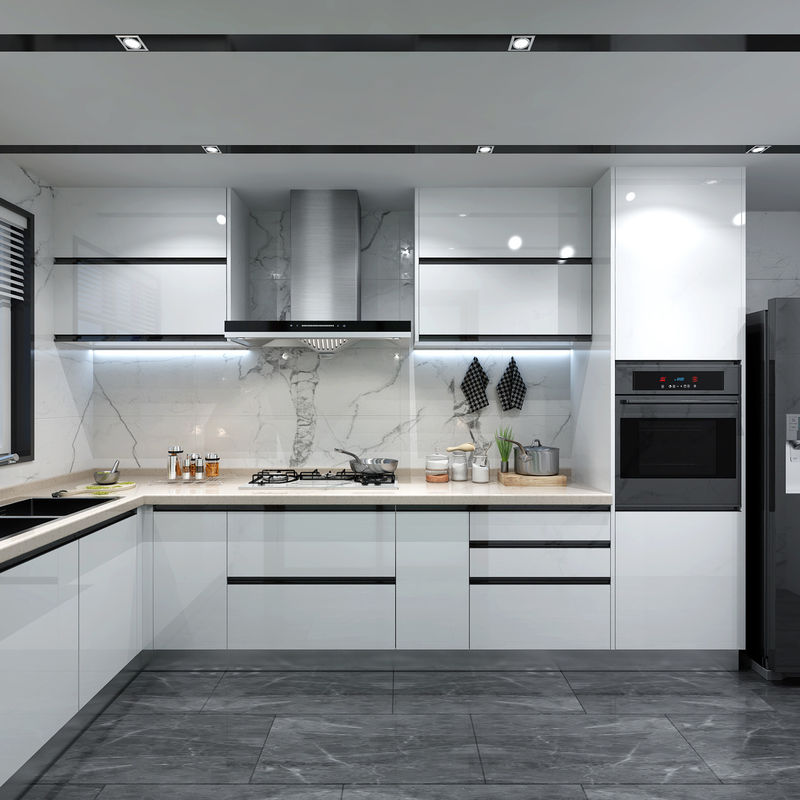 Complète tiroir à tirage au sort Pantry Armoire de cuisine blanche en MDF pour les meubles de cuisine