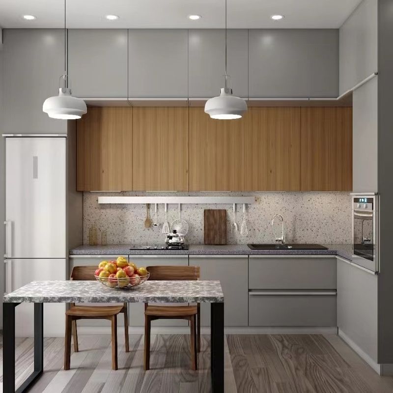 2024 Design meubles de cuisine en bois en forme de L pour une cuisine contemporaine villa