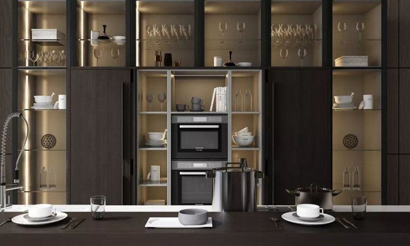 Armoire en carton de mélamine Type tout verre Design Cuisine coin Meuble poignée Aérienne
