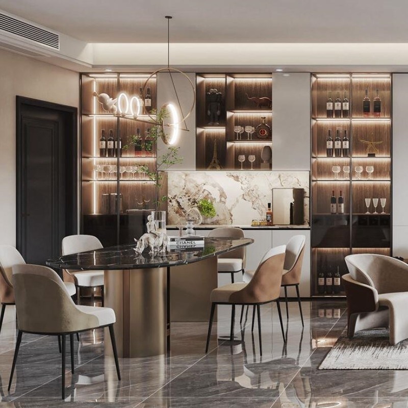 Armoires de cuisine modulaires abordables avec panneau de mélamine et matériel Blum au Sri Lanka