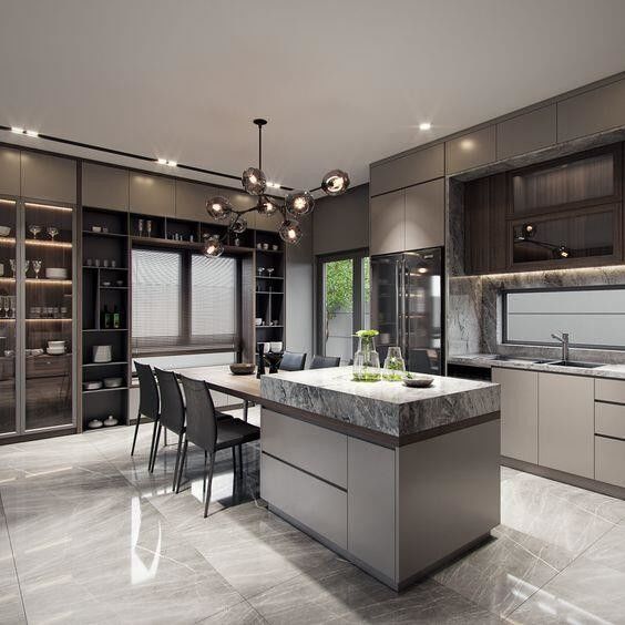 Armoire de cuisine extérieure de design moderne en noir avec barre et matériel Blum