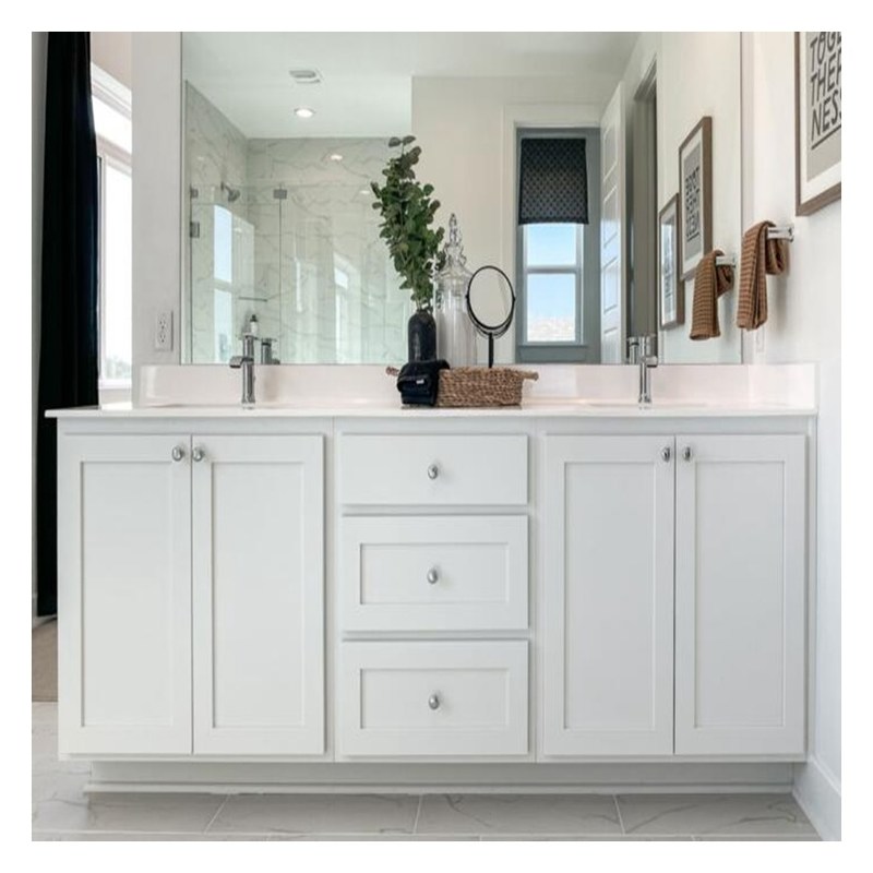Fin Shaker Design Laque blanche salle de bains Vanité inclus bassin pour appartement de style moderne