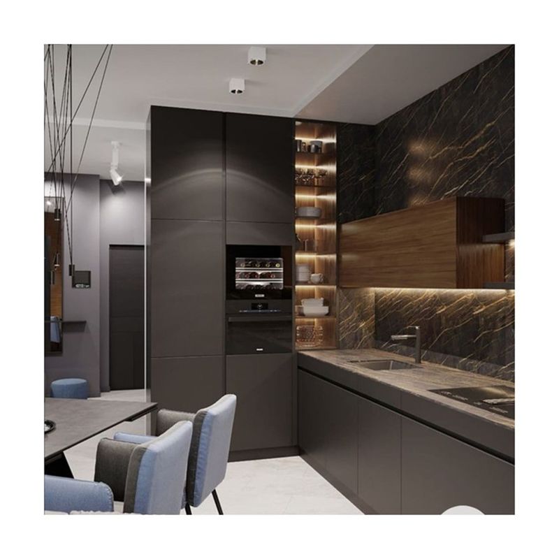 Villa Cuisine YALIG Design moderne extérieur Couleur noire Cuisine garde-manger Armoire avec bar