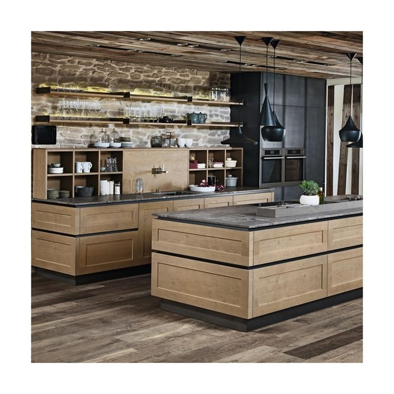 YALIG Armoire de cuisine en mélamine Ensemble de meubles de cuisine avec couleur de placage personnalisée