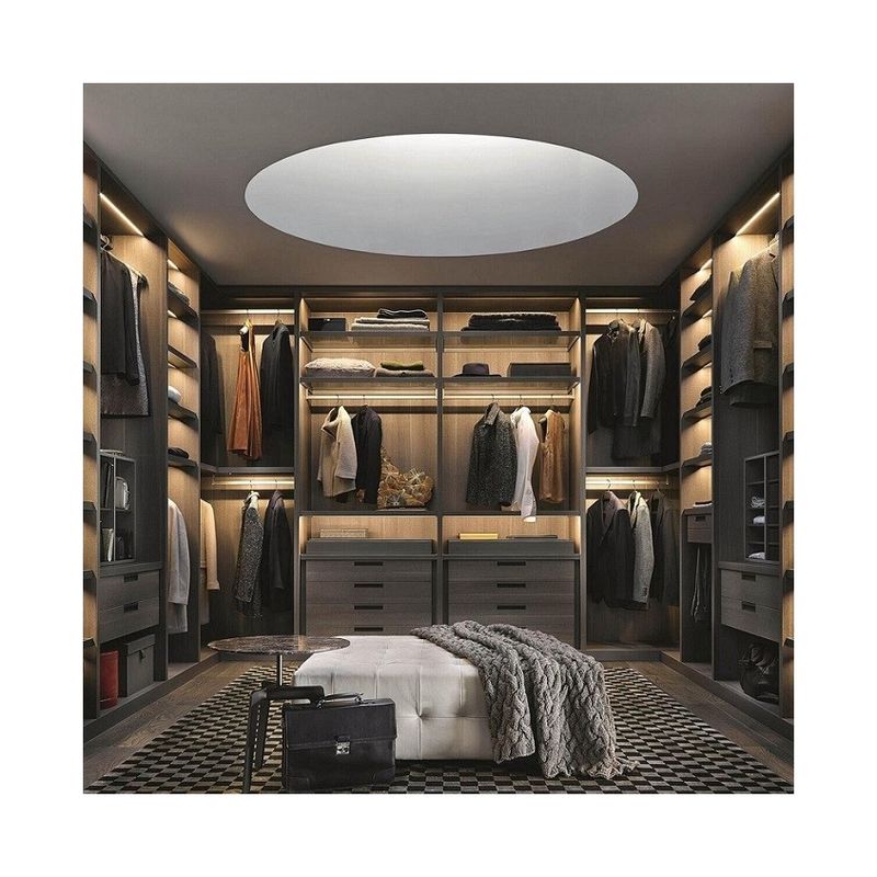 Chambre à coucher de design moderne Armoires en bois dans le mur Taille personnalisée
