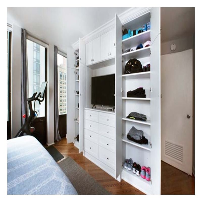 Conception contemporaine Panneau de porte en verre noir Armoire de chambre en bois massif pour appartement