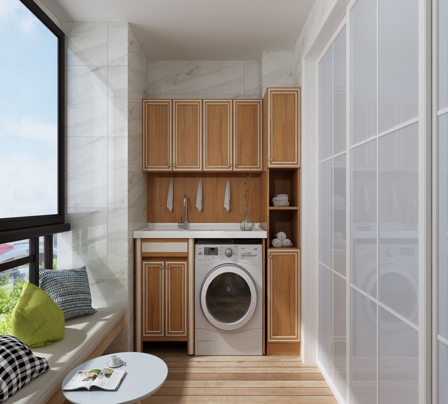 Armoire de salle de lavage en acier inoxydable de haute qualité de style moderne avec matériau de porte en contreplaqué