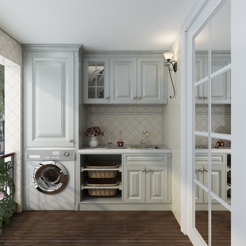 Armoire de salle de lavage en acier inoxydable de haute qualité de style moderne avec matériau de porte en contreplaqué