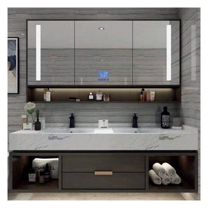 Vanité artificielle au quartz montée sur le mur dans le style de design européen pour la conception d'appartements