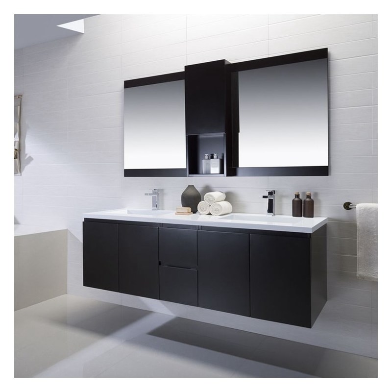 Vanité artificielle au quartz montée sur le mur dans le style de design européen pour la conception d'appartements