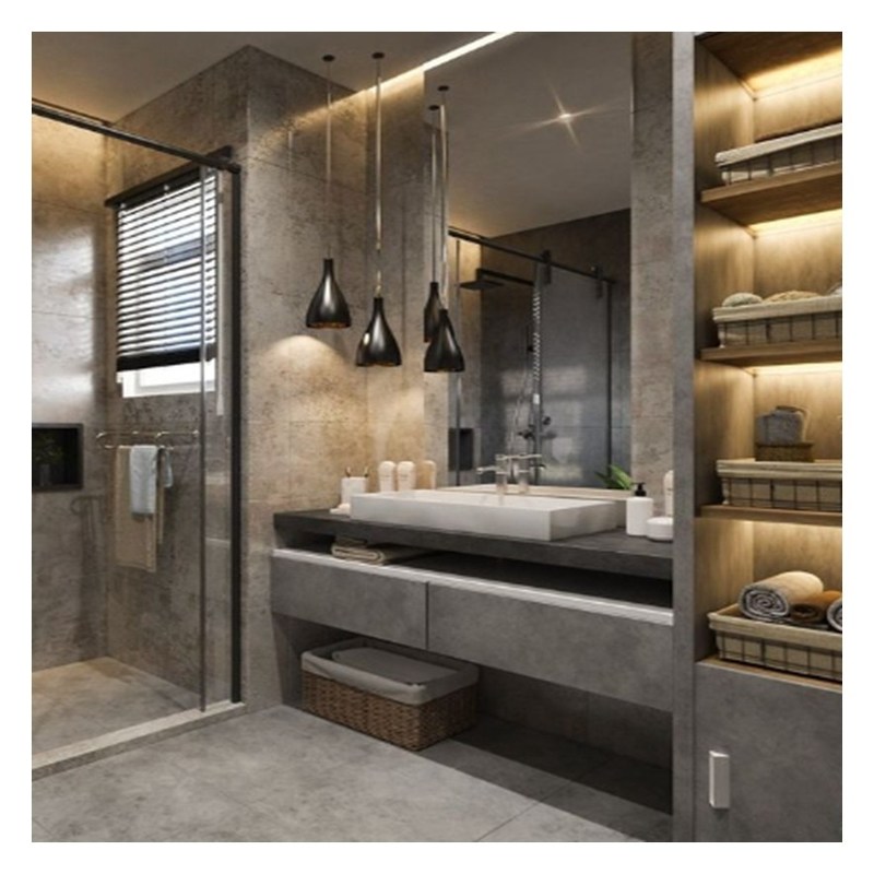 Vanité artificielle au quartz montée sur le mur dans le style de design européen pour la conception d'appartements