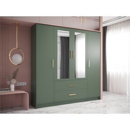 Design moderne Vêtements personnalisés Armoire avec panneau de porte en verre noir et laque miroir