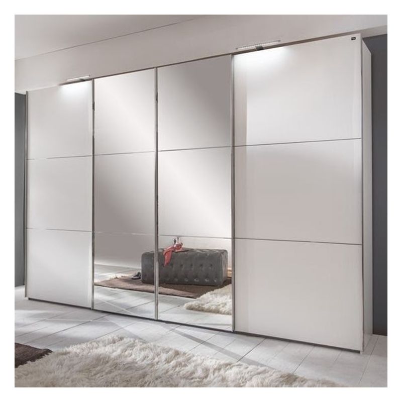 Design moderne Vêtements personnalisés Armoire avec panneau de porte en verre noir et laque miroir