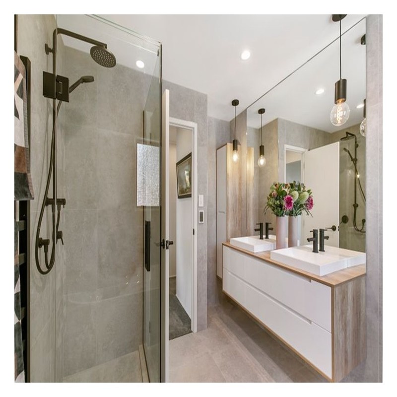 Armoire de salle de bain en acrylique brillant de couleur personnalisée avec évier double et monture murale