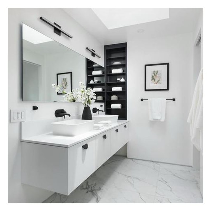 Armoire de salle de bain en acrylique brillant de couleur personnalisée avec évier double et monture murale