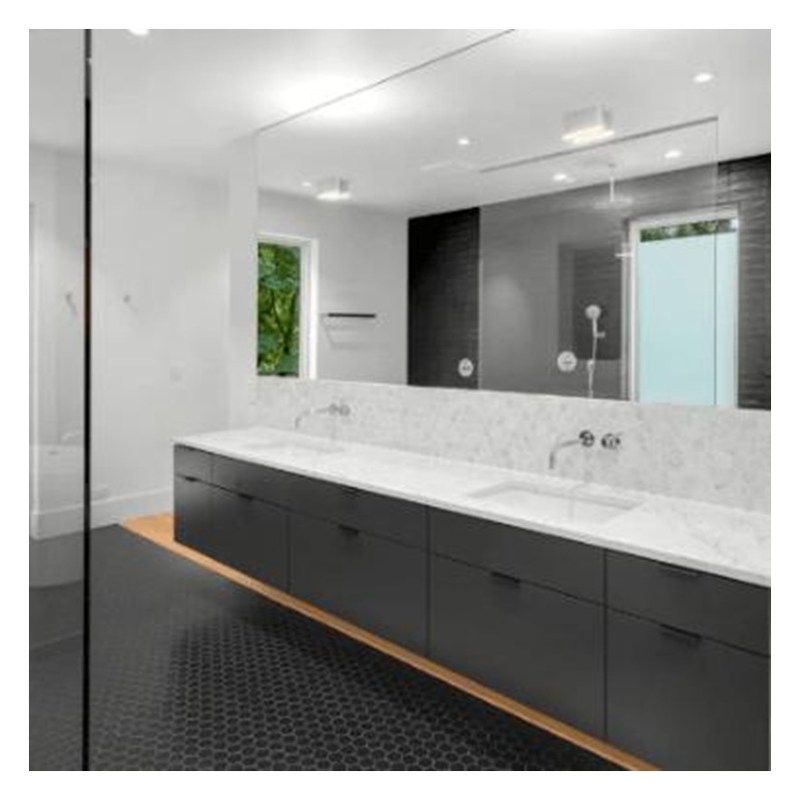 Armoire de salle de bain en acrylique brillant de couleur personnalisée avec évier double et monture murale