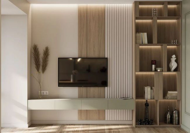 Personnaliser la taille du poste de télévision Unité murale de conception moderne pour les meubles de luxe à domicile dans l'appartement