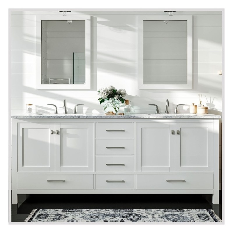 Armoire de salle de bain en laque avec comptoir en céramique