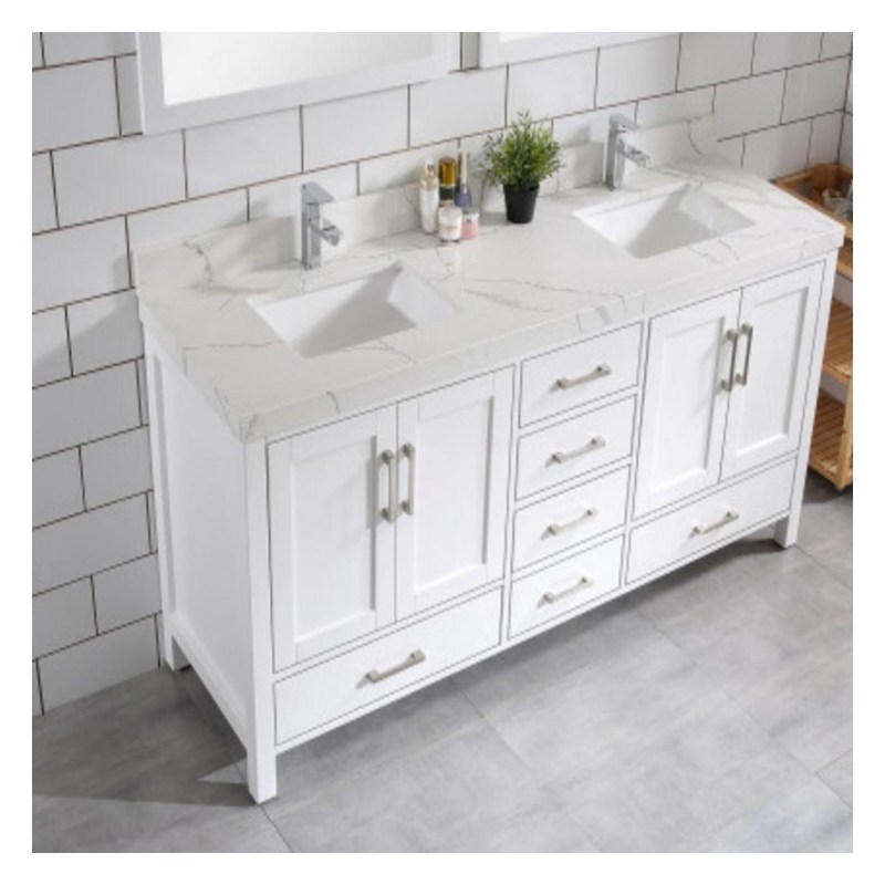 Armoire de salle de bain en laque avec comptoir en céramique