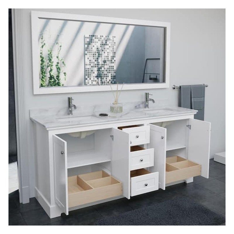 Armoire de salle de bain en laque avec comptoir en céramique
