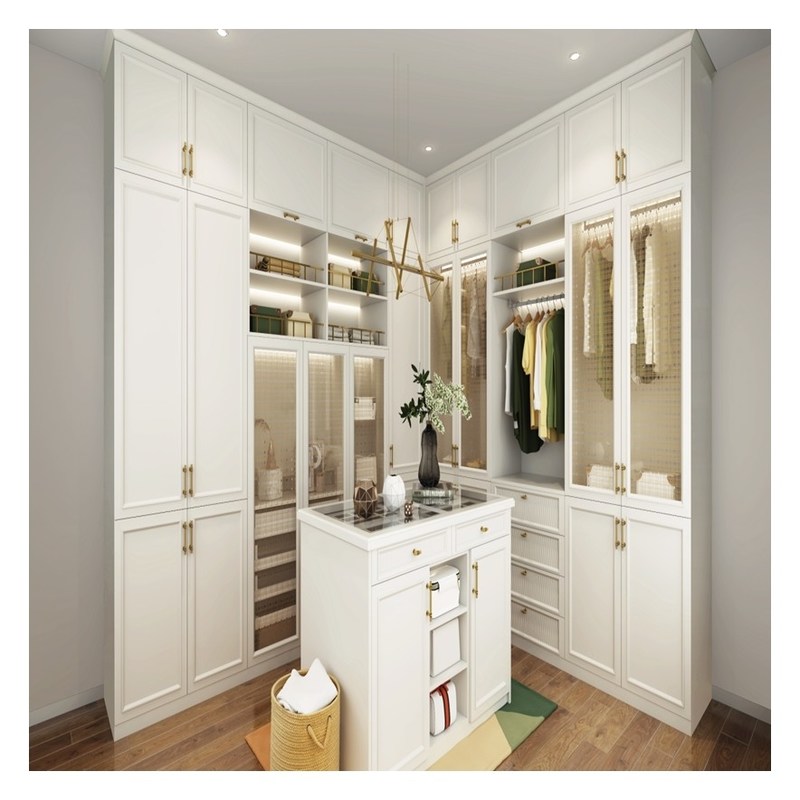 Armoires de rangement en bois massif européennes personnalisées pour les meubles de chambre à coucher à domicile