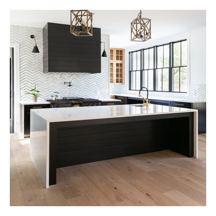Tableau de couleurs personnalisé Ral Noir Laque Finition Armoires en bois massif moderne pour les appartements