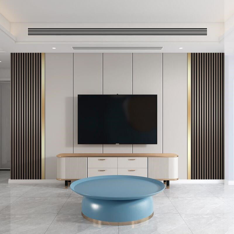 Unité de télévision de salon en bois et un ensemble de table basse pour le divertissement en appartement