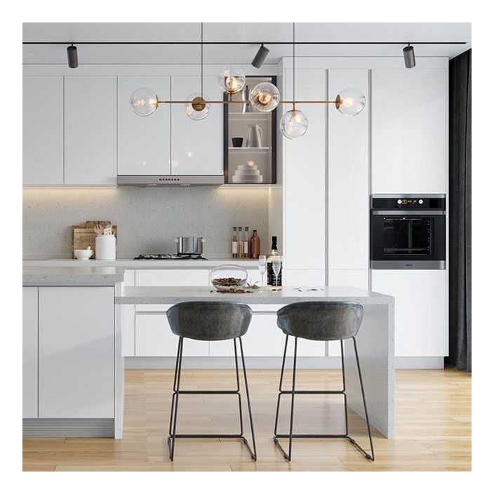 Armoires en bois massif blanc brillant Type d'armoire Armoires de cuisine modulaires CAD/3D librement