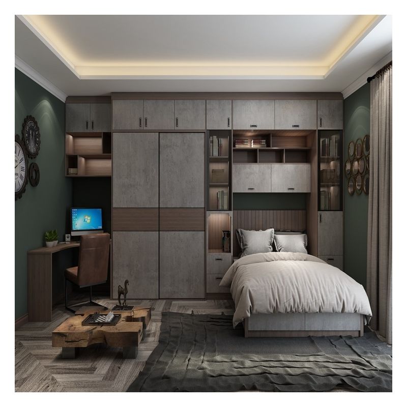 Armoire en contreplaqué de chambre à coucher de couleur matte laquée pour meubles d'appartement