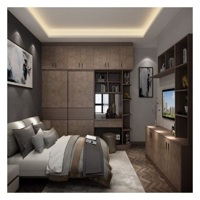 Armoire en contreplaqué de chambre à coucher de couleur matte laquée pour meubles d'appartement