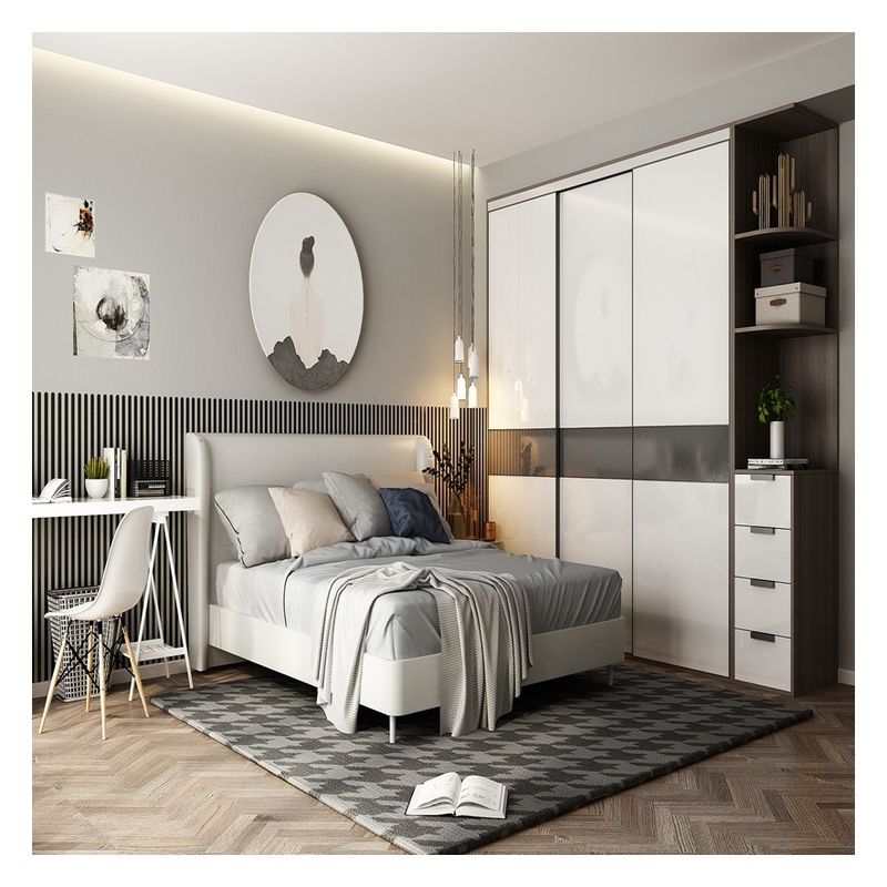 Armoire en contreplaqué de chambre à coucher de couleur matte laquée pour meubles d'appartement