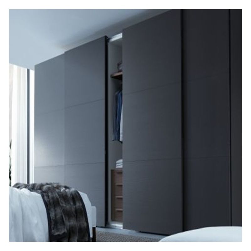 Armoire de chambre moderne en bois minimaliste stylé laque foncée mate avec portes à tirage